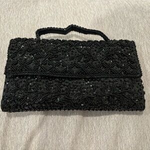 Vintage Black Beaded Clutch